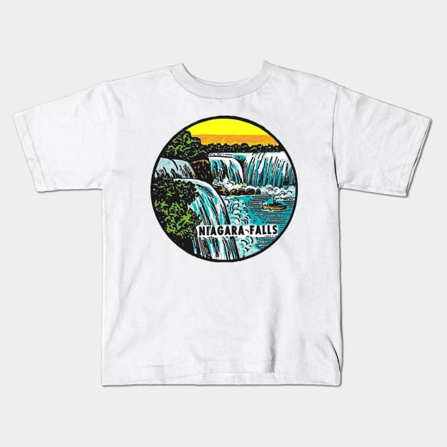 Vintage Niagara Falls Decal Kids T-Shirt by zsonn